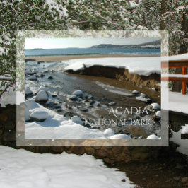 Postal Invierno, playa de arena, Parque Nacional Acadia, 