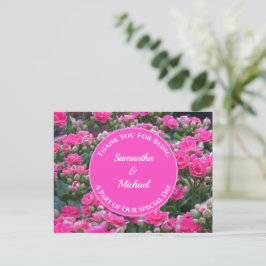 Postal Invitado de Boda Agradecimiento Flores Rosadas Apr