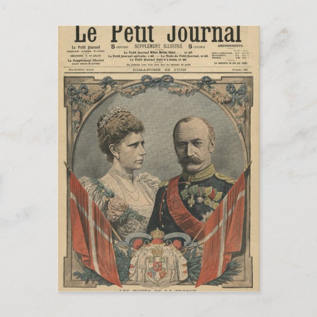 Postal Invitados de Francia, el Rey Federico VIII y la Re (Anverso)