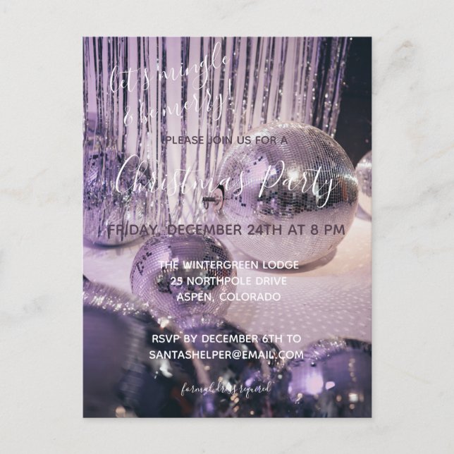 Postal Invitati, Fiesta de Navidades en balbuceo morado y (Anverso)