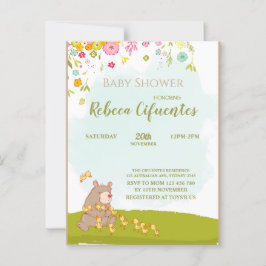 Postal Invitation Baby Shower Bear and duckies