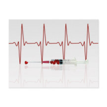 Inyección con corazón rojo