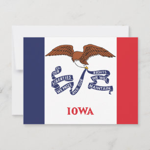 Postal Iowa Bandera Estatal Hawkeye Eagle & Motto