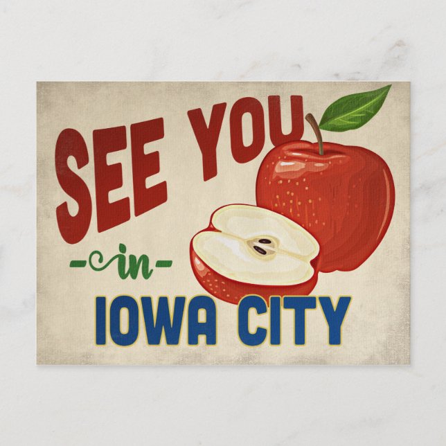 Postal Iowa City Iowa Apple - Viajes de época (Anverso)