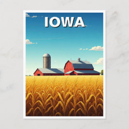 Postal Iowa Cornfield Red Barn