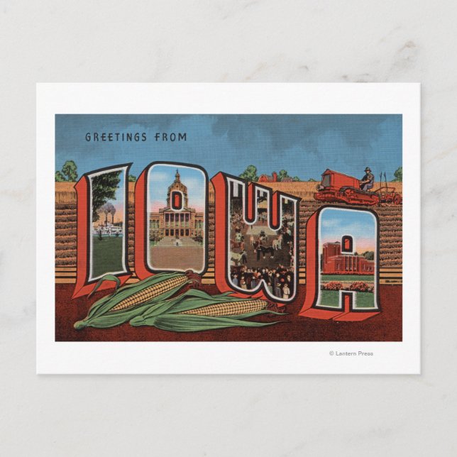 Postal Iowa (Cornfields & Corn) - Escenas de letras grand (Anverso)