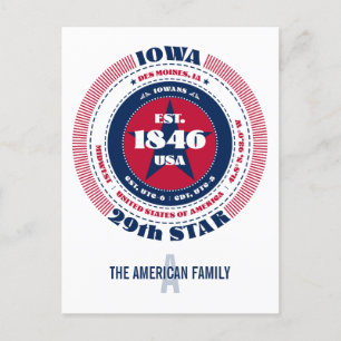 Postal Iowa, Des Moines, IA, Patriótico, Monograma