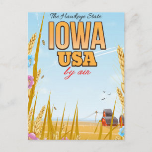 Postal Iowa EE. UU. "El Estado del Halcón Ojo" cartel de