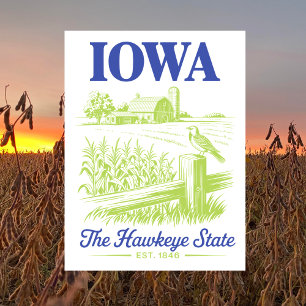 Postal Iowa El Estado De Hawkeye Este. Granja de 1846