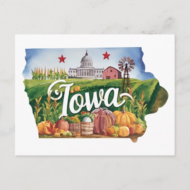 Postal Iowa Estados Unidos Cosecha de la granja de cosech (Anverso)