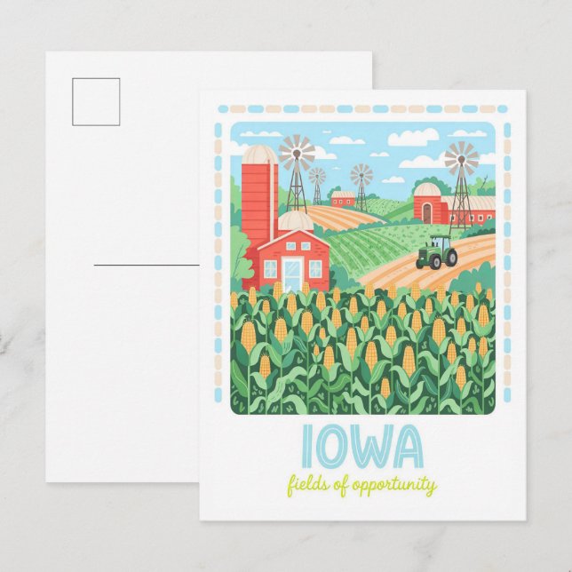 Postal Iowa Fields of Opportunity USA Summer Travel (Anverso / Reverso)