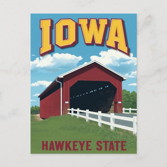 Postal Iowa Hawkeye State Covered Bridge Vintage (Anverso)
