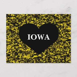 Postal Iowa Heart Yellow