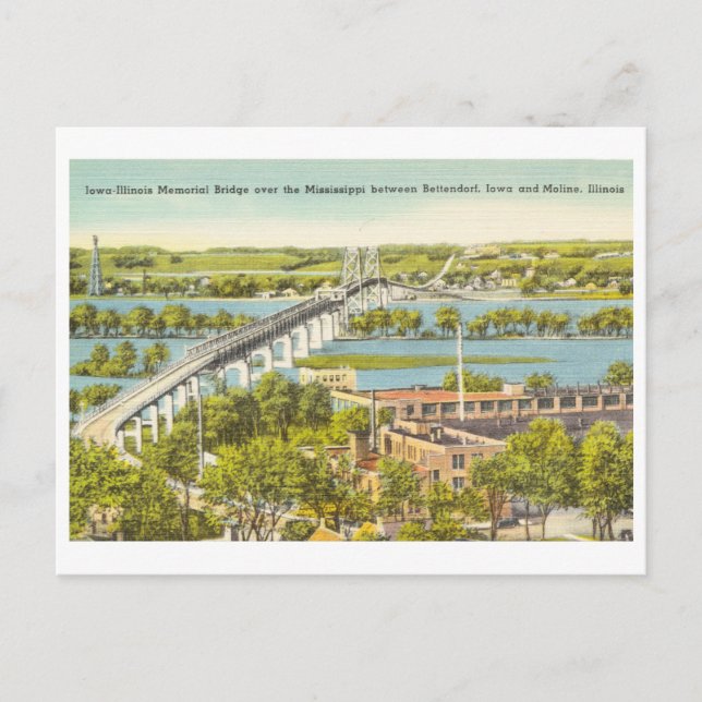 Postal Iowa Illinois Bridge Mississippi (Anverso)