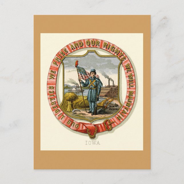 Postal Iowa Las Armas Estatales (1876) (Anverso)