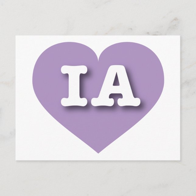 Postal Iowa Lavender Heart - Amo IA (Anverso)