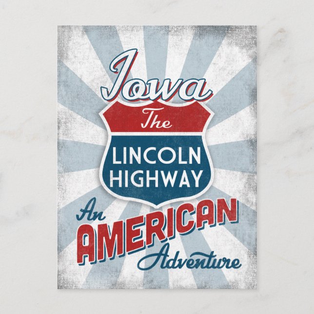 Postal Iowa Lincoln Highway Viintage America (Anverso)