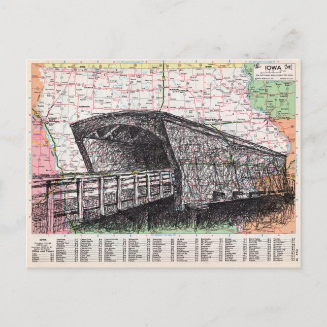 Postal Iowa Map Art (Anverso)