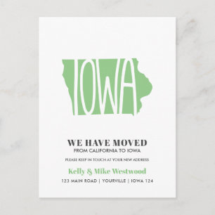 Postal IOWA Nos hemos mudado Nueva dirección Nuevo Hogar 