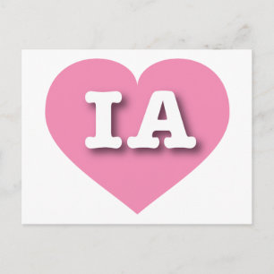 Postal Iowa Pink Heart - Amo IA