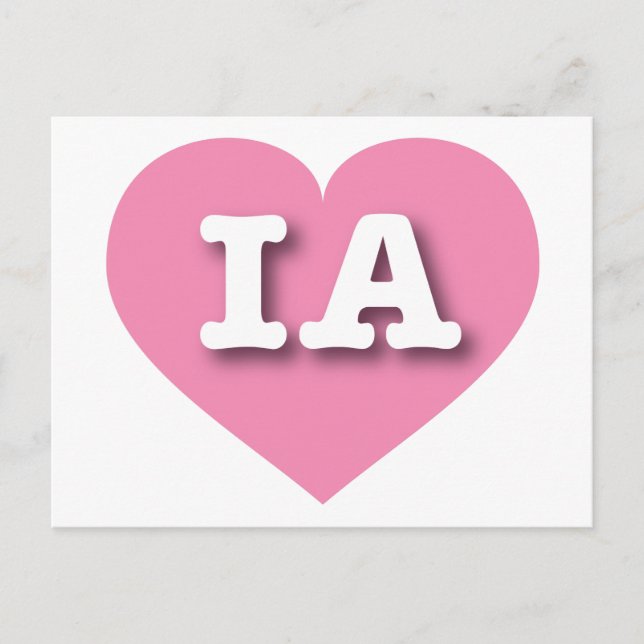 Postal Iowa Pink Heart - Amo IA (Anverso)