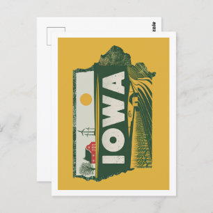 Postal Iowa Retro Travel Design Icónico Estados Unidos