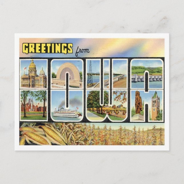 Postal Iowa Saludos Desde Estados Unidos (Anverso)
