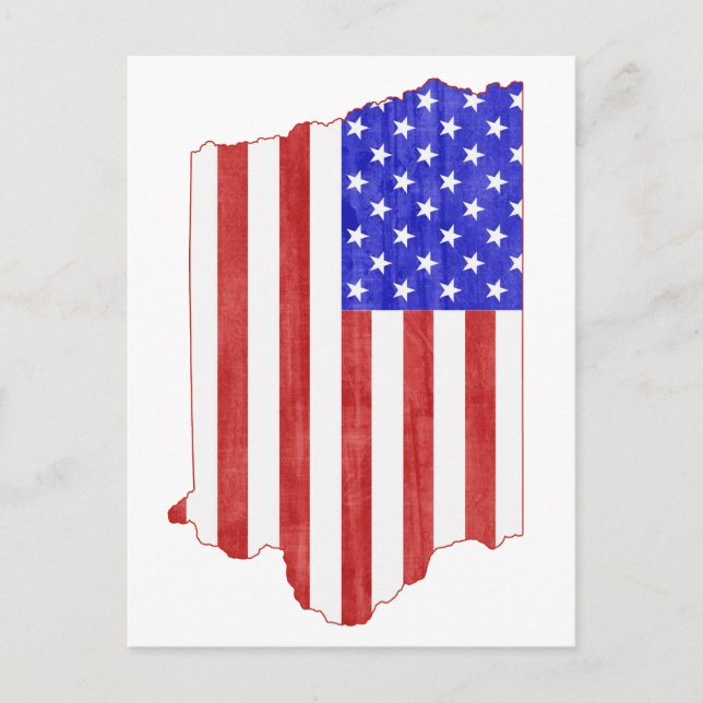 Postal Iowa Shapa Bandera Americana Hawkeye Patriótico Io (Anverso)