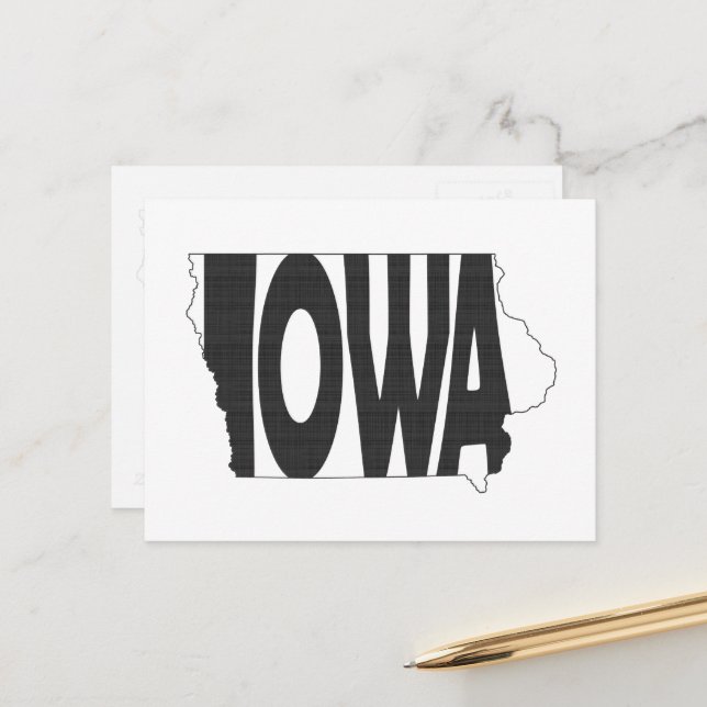 Postal Iowa Shaped Hawkeye State Name Iowan Word Art (Anverso/Reverso In Situ)