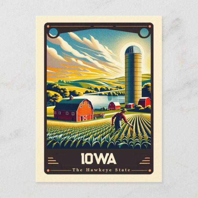 Postal Iowa | Vintage patriótico (Anverso)