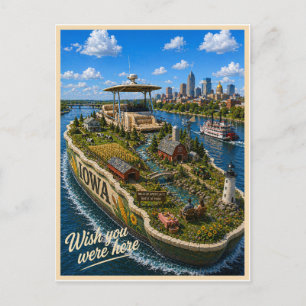 Postal Iowa Wish You Were Here Serie del Estado