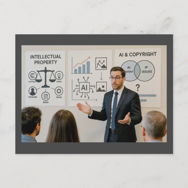 Postal IP, IA y derechos de autor (Anverso)