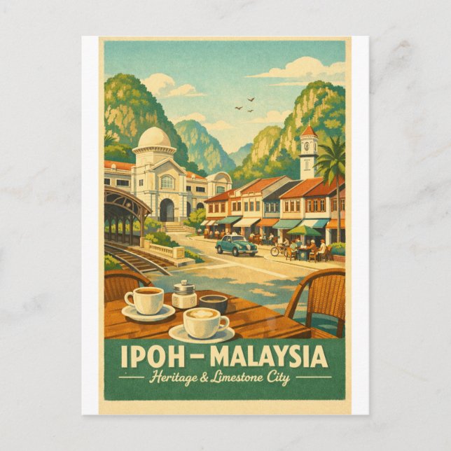 Postal Ipoh City, Malaysia retro travel (Anverso)