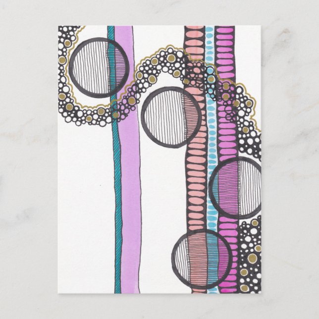 Postal Ir con el caudal, acuarela cínicamente abstracta, (Anverso)