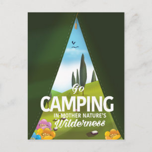 Postal Ir de camping en la naturaleza salvaje de la madre