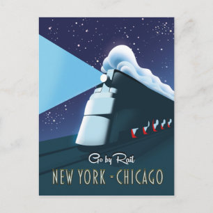 Postal "Ir en tren" Nueva York - Chicago