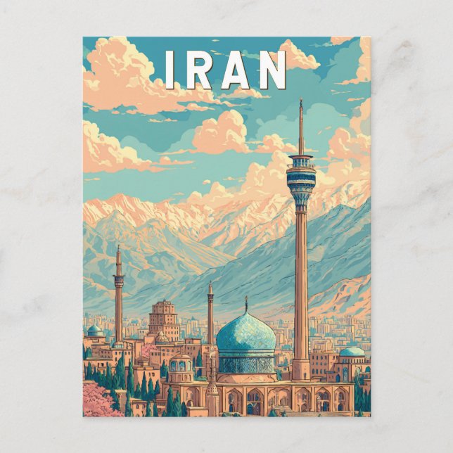 Postal Iran Illustration Travel Art Vintage (Anverso)