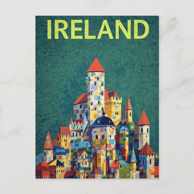 Postal Ireland Castle Colorful Retro Travel (Anverso)