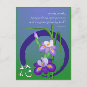 Postal Iris con círculo de Enso y sabiduría Zen