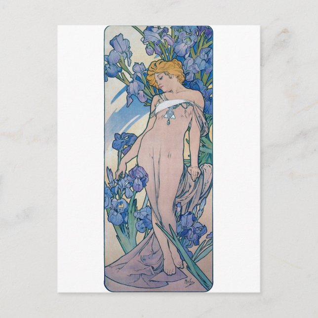 Postal Iris (Cuatro Flores), Alphonse Mucha (Anverso)