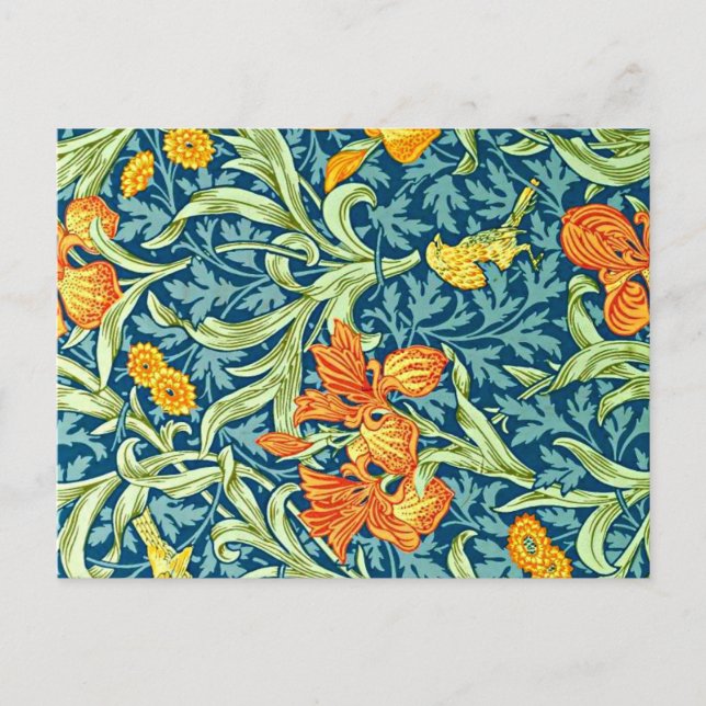 Postal Iris, diseño popular de William Morris, (Anverso)
