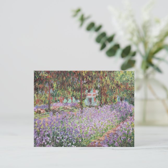 Postal Iris en el jardín de Monet (Anverso de pie)
