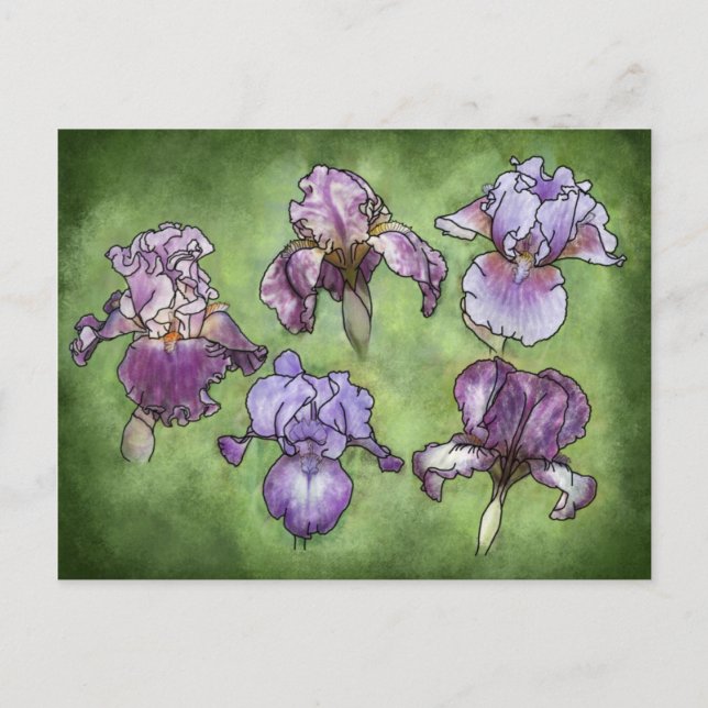 Postal Iris en morado (Anverso)