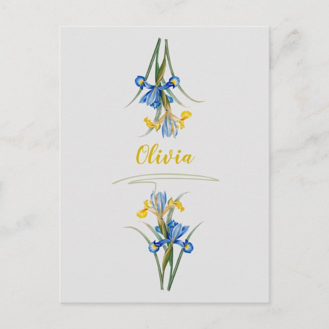 Postal Iris español de Pierre-Joseph Redouté (Anverso)