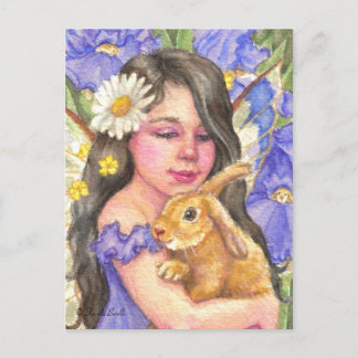Postal Iris Fairy cuddddddong lindo conejo Postcard