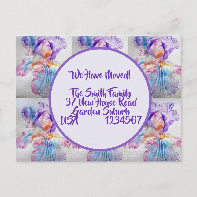 Postal Iris Flores Nueva Postcard De Direcciones, Nos Est (Anverso)