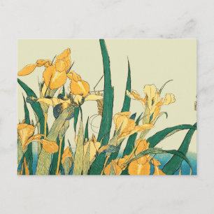 Postal Iris Saltamontes de Hokusai: Impresión Vintage Jap