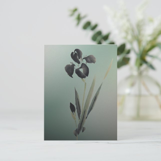 Postal Iris Ukiyo-e japonés elegante y sencillo (Anverso de pie)