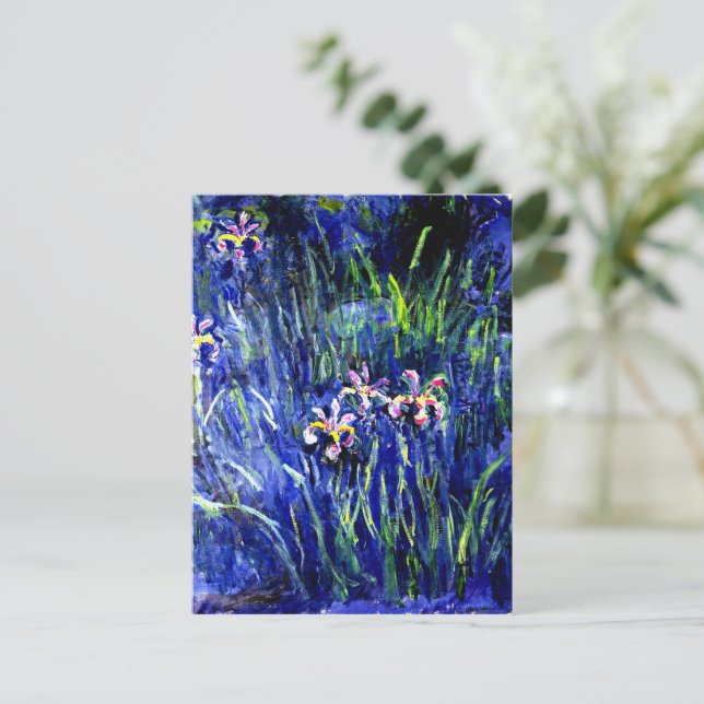 Postal Irises, famoso cuadro de Monet, (Anverso de pie)