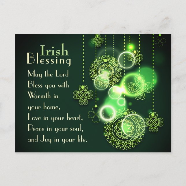 Postal Irish Blessing The Lord Bless You, Shamrock Design (Anverso)